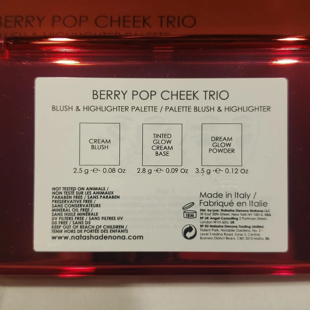 Natasha Denona Trioberry Pop Cheek Trio Cheek Palette Blush - Picture 10 of 10